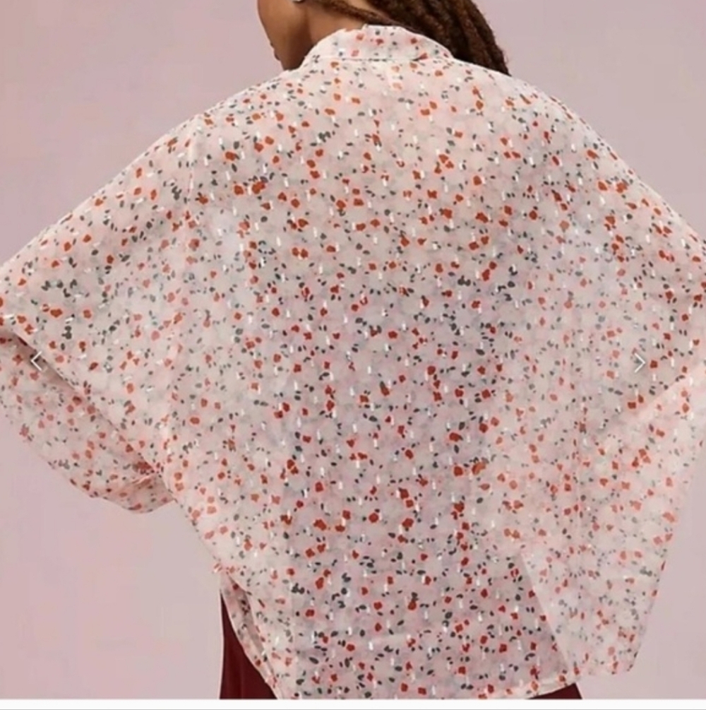 Anthropologie Pilcro Silver Metallic Accent Kimono Blouse - Picture 2 of 12